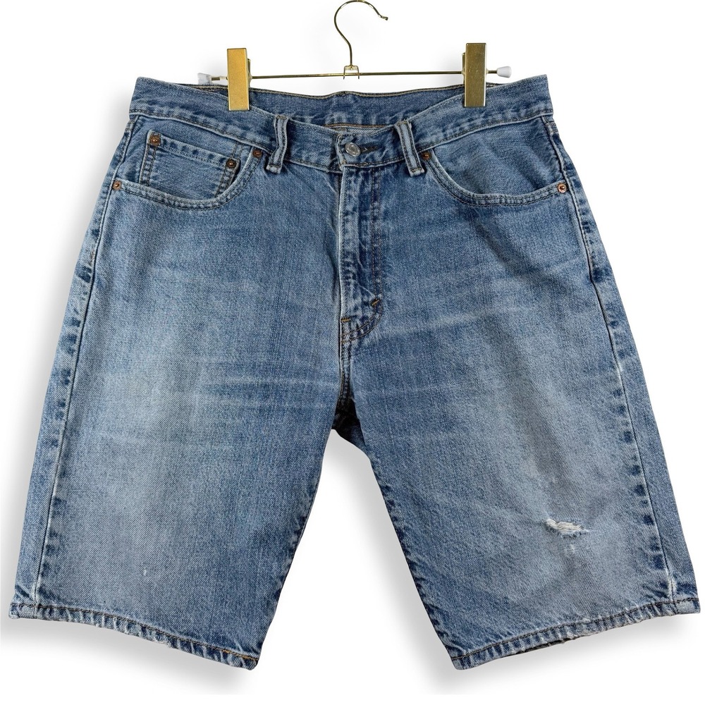 Levi's 505 Men's Denim Shorts W33 Medium Wash Distressed 10" Inseam Y2K